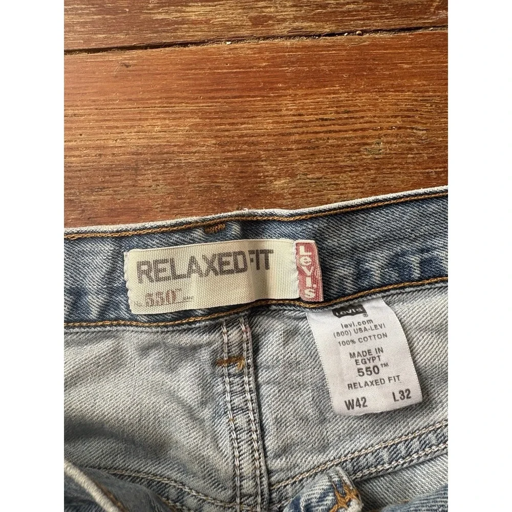 Levis Jeans Men 42x32 Blue 550 Relaxed Fit Stretch Denim Baggy Y2K